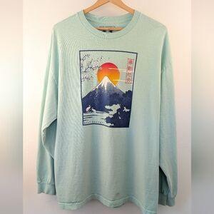 Riot Society Mint Green Graphic Tee with Sunset Design